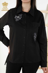 Pamuk Likra Kumaş İle Üretilen Gömlek Çiçek Detaylı Kadın Giyim Üreticisi - 20248 | Reel Tekstil - Thumbnail
