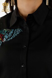 Pamuk Likra Kumaş İle Üretilen Gömlek Kelebek Desenli Kadın Giyim Üreticisi - 20235 | Reel Tekstil - Thumbnail