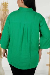 Pamuk Likra Kumaş İle Üretilen Gömlek Kol Düğme Detaylı Kadın Giyim Üreticisi - 20403 | Reel Tekstil - Thumbnail