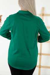 Pamuk Likra Kumaş İle Üretilen Gömlek Kristal Taş İşlemeli Cepli Kadın Giyim - 20239 | Reel Tekstil - Thumbnail