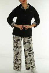 Pamuk Likra Kumaş İle Üretilen Gömlek Pantolon Dijital Baskılı Desenli Kadın Giyim Üreticisi - 17714 | Reel Tekstil - Thumbnail