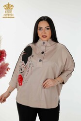 Pamuk Likra Kumaş İle Üretilen Gömlek Yarım Düğmeli Kadın Giyim Üreticisi - 20307 | Reel Tekstil - Thumbnail
