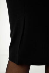 تنورة مصنوعة من قماش ليكرا محبوك ومطرز بالحجر الشركة المصنعة للملابس النسائية - 4245 | نسيج حقيقي - Thumbnail