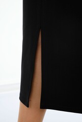 تنورة مصنوعة من قماش ليكرا محبوك مع تطريز على شكل زهرة الشركة المصنعة للملابس النسائية - 4206 | نسيج حقيقي - Thumbnail
