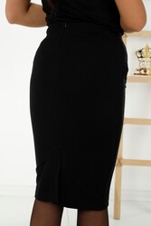 تنورة مصنوعة من قماش ليكرا محبوك ومطرز بالحجر الشركة المصنعة للملابس النسائية - 4247 | نسيج حقيقي - Thumbnail
