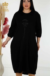 فستان مصنوع من قماش قطن ليكرا لباس حريمي مفصل - 20331 | نسيج حقيقي - Thumbnail
