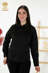 منتج من قماش قطني ليكرا - قميص - نقش ورد - مصنع ملابس نسائية - 20394 | نسيج حقيقي - Thumbnail