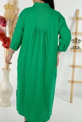 فستان مصنوع من قماش الليكرا القطني فستان نسائي مزين بأزرار - 20405 | نسيج حقيقي - Thumbnail