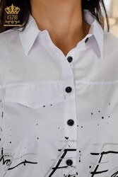 تفاصيل مزخرفة بأكمام القميص مُنتجة من نسيج قطن ليكرا مُصنّع للملابس النسائية - 20322 | نسيج حقيقي - Thumbnail
