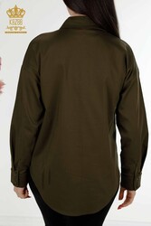 منتج بقماش قطن ليكرا - قميص - مطرز بالحجر - مصنع ملابس حريمي - 20252 | نسيج حقيقي - Thumbnail