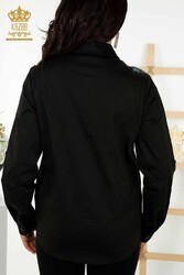 مصنع ملابس نسائية منقوشة على شكل فراشة القميص مع نسيج قطن ليكرا - 20235 | نسيج حقيقي - Thumbnail
