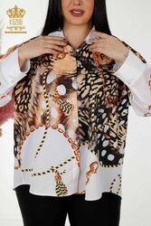 قمصان مصنوعة من نسيج قطن ليكرا بنمط مختلط ملابس نسائية مصنّعة - 20226 | نسيج حقيقي - Thumbnail