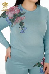 Trainingsanzug aus Scuba und zwei Garnen, Hersteller von Damenbekleidung mit Blumenmuster - 16522 | Echtes Textil - Thumbnail