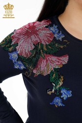 Trainingsanzug aus Scuba und zwei Garnen, Hersteller von Damenbekleidung mit Blumenmuster - 16522 | Echtes Textil - Thumbnail