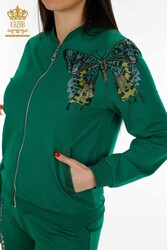 Scuba and Two Yarn Tracksuit Suit - Butterfly Pattern - Stone Embroidered - Women's Clothing - 17492 | Real Textile - Thumbnail