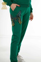 Scuba and Two Yarn Tracksuit Suit - Butterfly Pattern - Stone Embroidered - Women's Clothing - 17492 | Real Textile - Thumbnail