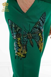 Scuba and Two Yarn Tracksuit Suit - Butterfly Pattern - Stone Embroidered - Women's Clothing - 17492 | Real Textile - Thumbnail