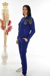 Scuba and Two Yarn Tracksuit Suit - Butterfly Pattern - Stone Embroidered - Women's Clothing - 17492 | Real Textile - Thumbnail