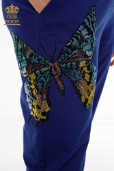 Scuba and Two Yarn Tracksuit Suit - Butterfly Pattern - Stone Embroidered - Women's Clothing - 17492 | Real Textile - Thumbnail