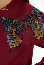 Scuba and Two Yarn Tracksuit Suit - Butterfly Pattern - Stone Embroidered - Women's Clothing - 17492 | Real Textile - Thumbnail