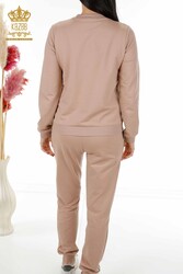 Tracksuit Produced From Scuba and Two Threads, Pockets, Crystal Stone Embroidered Zippered Women's Clothing - 17496 | Real Textile - Thumbnail