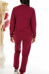 Tracksuit Produced From Scuba and Two Threads, Pockets, Crystal Stone Embroidered Zippered Women's Clothing - 17496 | Real Textile - Thumbnail