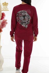 Scuba and Two Thread Tracksuit Suit Zippered Patterned Stone Embroidered Women's Clothing - 17491 | Real Textile - Thumbnail