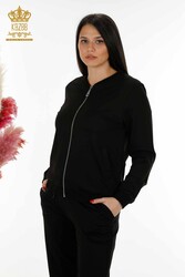 Scuba and Two Thread Tracksuit Suit Zippered Patterned Stone Embroidered Women's Clothing - 17491 | Real Textile - Thumbnail