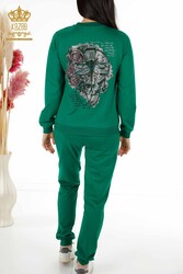 Scuba and Two Thread Tracksuit Suit Zippered Patterned Stone Embroidered Women's Clothing - 17491 | Real Textile - Thumbnail