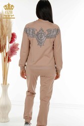 Scuba and Two Yarn Tracksuit Suit Stone Embroidered Zipper Patterned Women's Clothing - 17493 | Real Textile - Thumbnail