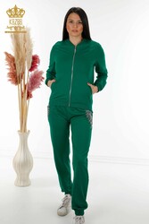 Scuba and Two Yarn Tracksuit Suit Stone Embroidered Zipper Patterned Women's Clothing - 17493 | Real Textile - Thumbnail