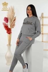 Scuba and Two Yarn Tracksuit Suit Cat Patterned Women's Clothing Manufacturer - 16675 | Real Textile - Thumbnail