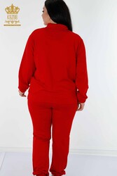 Scuba and Two Thread Tracksuit Suit Pocket Stone Embroidered Women's Clothing Manufacturer - 17446 | Real Textile - Thumbnail