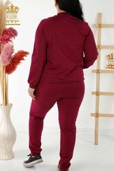 Scuba and Two Thread Tracksuit Suit Zippered Leopard Stone Embroidered Women's Clothing Manufacturer - 17540 | Real Textile - Thumbnail