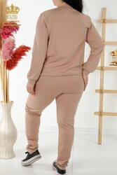 Scuba and Two Thread Tracksuit Suit Zippered Leopard Stone Embroidered Women's Clothing Manufacturer - 17540 | Real Textile - Thumbnail