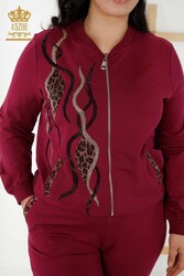 Scuba- und Two-Thread-Trainingsanzug mit Reißverschluss, Leopardenstein-Stickerei, Hersteller von Damenbekleidung – 17540 | Echtes Textil - Thumbnail