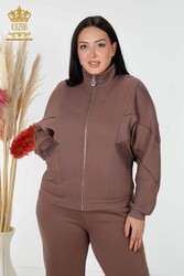 Scuba and Two Yarn Tracksuit Suit Zippered Women's Clothing Manufacturer - 17470 | Real Textile - Thumbnail