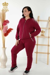 Made of Scuba and Two Threads Tracksuits - Beads Stone Embroidered - Women's Clothing Manufacturer - 17536 | Real Textile - Thumbnail