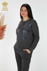 Scuba and Two Yarn Tracksuit Suit Bird Pattern Women's Clothing Manufacturer - 17488 | Real Textile - Thumbnail