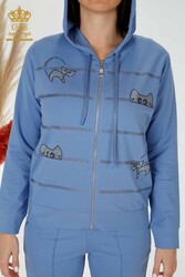 Scuba and Two Yarn Tracksuit Suit Cat Patterned Women's Clothing Manufacturer - 17442 | Real Textile - Thumbnail