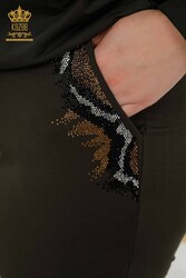 Made of Scuba and Two Threads - Tracksuit - Leopard - Stone Embroidered - Pockets - Women's Clothing Manufacturer - 17530 | Real Textile - Thumbnail