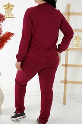 Made of Scuba and Two Threads Tracksuit - Patterned - Stone Embroidered - Women's Clothing Manufacturer - 17529 | Real Textile - Thumbnail