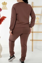 Made of Scuba and Two Threads Tracksuit - Patterned - Stone Embroidered - Women's Clothing Manufacturer - 17529 | Real Textile - Thumbnail