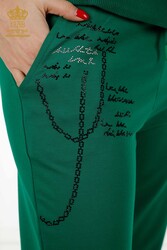 Scuba- und Zwei-Thread-Trainingsanzug mit Reißverschluss, gemusterter, mit Steinen bestickter Damenbekleidung – 17491 | Echtes Textil - Thumbnail