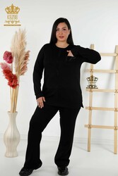 Scuba ve İki İplikten Üretilen Eşofman Takım Cep Taş İşlemeli Kadın Giyim Üreticisi - 20398 | Reel Tekstil - Thumbnail