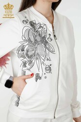 Scuba ve İki İplikten Üretilen Eşofman Takım Çiçek Desenli Kadın Giyim Üreticisi - 17494 | Reel Tekstil - Thumbnail