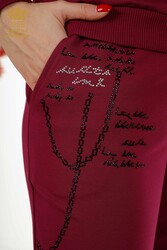 Scuba ve İki İplikten Üretilen Eşofman Takım Fermuarlı Desenli Taş İşlemeli Kadın Giyim - 17491 | Reel Tekstil - Thumbnail