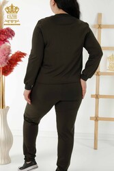 Scuba ve İki İplikten Üretilen Eşofman Takım Fermuarlı Leopar Taş İşlemeli Kadın Giyim Üreticisi - 17540 | Reel Tekstil - Thumbnail