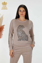 Scuba ve İki İplikten Üretilen Eşofman Takım Kaplan Desenli Kadın Giyim Üreticisi - 17435 | Reel Tekstil - Thumbnail