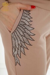Scuba ve İki İplikten Üretilen Eşofman Takım Taş İşlemeli Fermuarlı Desenli Kadın Giyim - 17493 | Reel Tekstil - Thumbnail